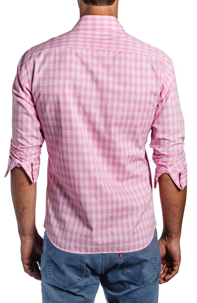 Shop Jared Lang Trim Fit Check Cotton Dress Shirt In Pink