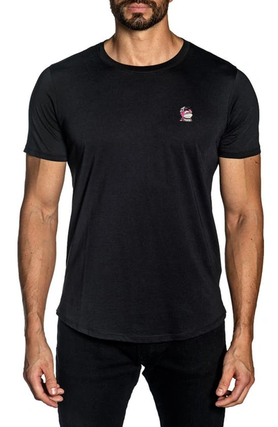 Shop Jared Lang Cotton Embroidered Chest T-shirt In Black