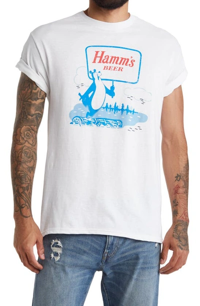 Shop American Needle Hamm's Beer Cotton Graphic T-shirt In White