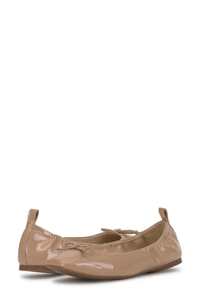 Shop Vince Camuto Velyna Ballet Flat In Buff Patent