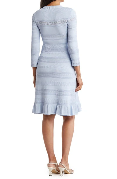Eliza J Textured Fit & Flare Dress In Blue