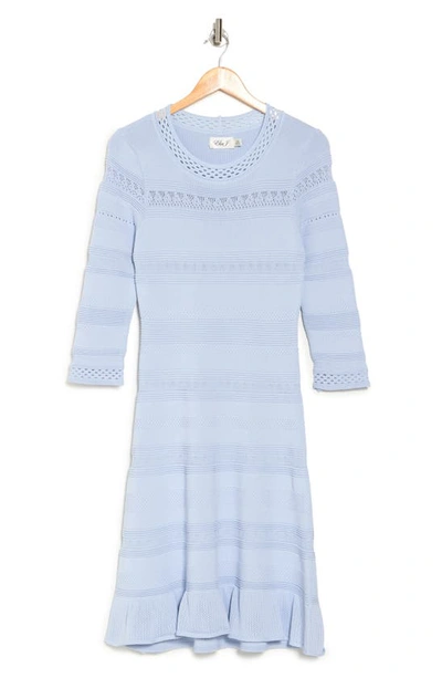 Eliza J Textured Fit & Flare Dress In Blue