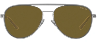 Shop Prada Pr 54zs 16f01t Aviator Sunglasses In Brown