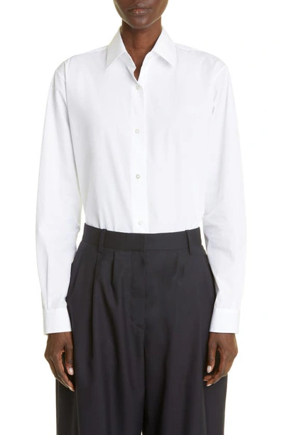 Shop The Row Blaga Long Sleeve Cotton Poplin Button-up Shirt In White