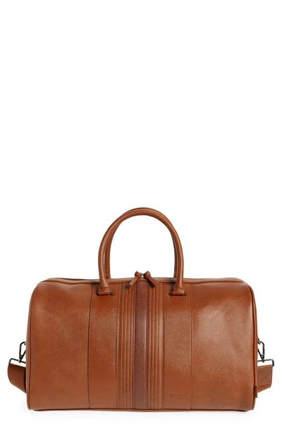 Shop Ted Baker Everyday Stripe Faux Leather Holdall Bag In Tan