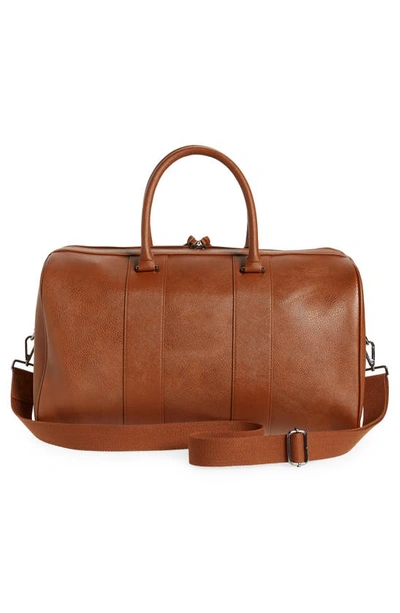 Shop Ted Baker Everyday Stripe Faux Leather Holdall Bag In Tan