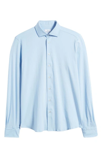 Shop Emanuel Berg 4flex Modern Fit Knit Button-up Shirt In Light Blue