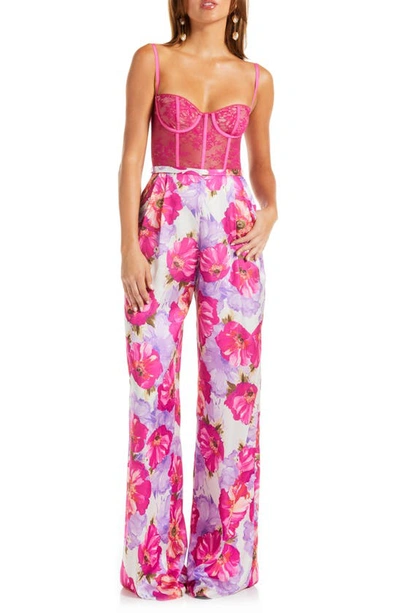 Shop Katie May Tink Lace Bodice Jumpsuit In Magenta Poppy