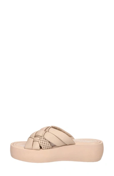 Bella Vita Woven Platform Slide Sandal In Nude Leather