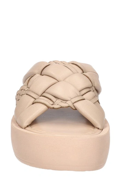 Bella Vita Woven Platform Slide Sandal In Nude Leather