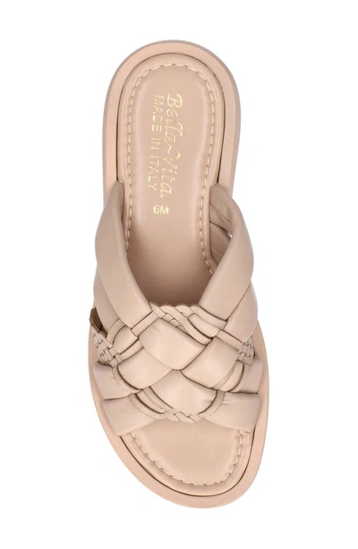Bella Vita Woven Platform Slide Sandal In Nude Leather
