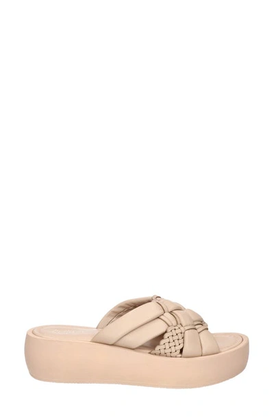Bella Vita Woven Platform Slide Sandal In Nude Leather