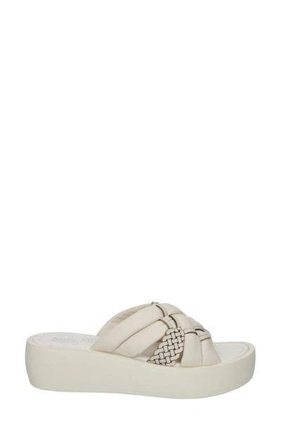 Bella Vita Woven Platform Slide Sandal In Bone