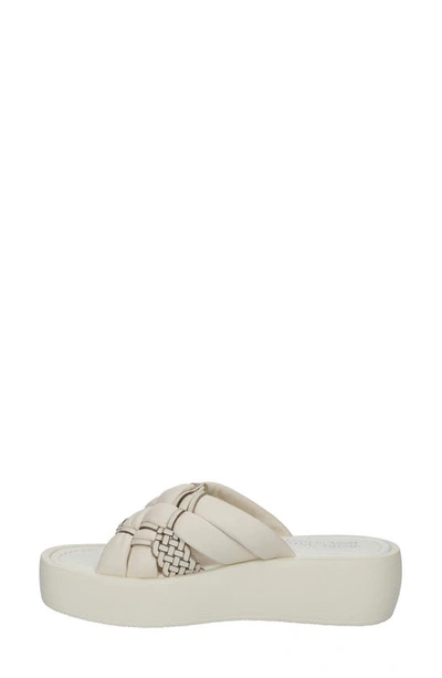 Bella Vita Woven Platform Slide Sandal In Bone