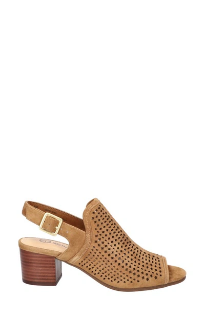Bella Vita Emmalyn Womens Laser Cut Leather Block Heels In Dark Tan Suede Leather