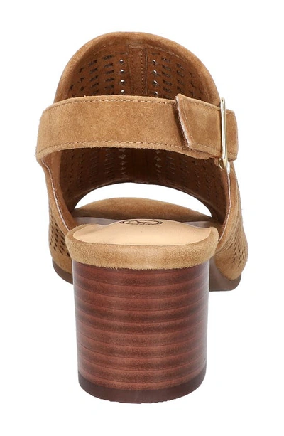 Bella Vita Emmalyn Womens Laser Cut Leather Block Heels In Dark Tan Suede Leather