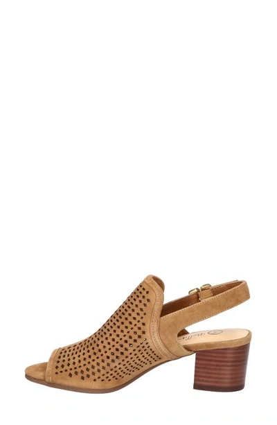 Bella Vita Emmalyn Womens Laser Cut Leather Block Heels In Dark Tan Suede Leather