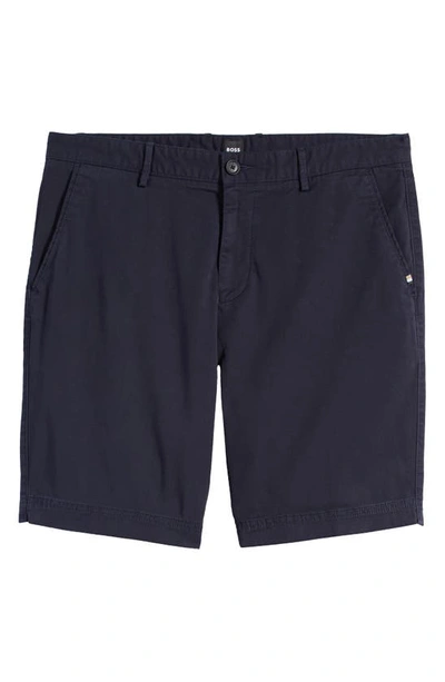 Shop Hugo Boss Slice Stretch Twill Shorts In Dark Blue