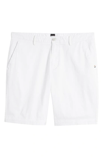 Shop Hugo Boss Slice Stretch Twill Shorts In White