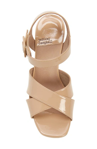 Shop Jeffrey Campbell Amma Platform Slingback Sandal In Beige Crinkle Patent