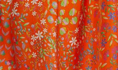 Shop Cynthia Rowley Floral Isla Stretch Silk Sundress In Orange Multi