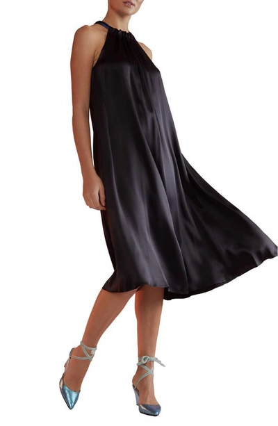 Shop Cynthia Rowley Silk Halter Shift Dress In Black