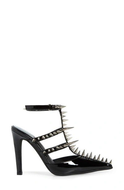 Shop Jeffrey Campbell Step Back Spiked Pointed Toe Pump In Black Patent Silver