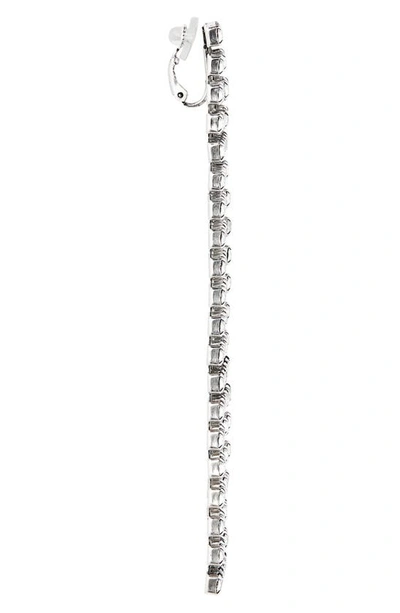 Shop Saint Laurent Crystal Clip-on Drop Earrings In Argent Oxyde/ Crystal