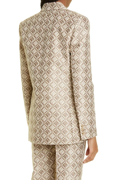 Marine Serre Moon Diamant Single Breasted Virgin Wool & Recycled Polyester Blazer In Moon Diamant Beige Jacquard