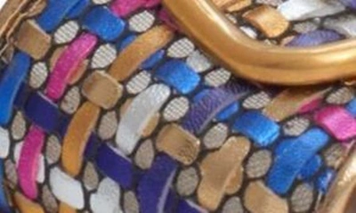 Shop Valentino Vlogo Signature Slide Sandal In Gold/ Blue Multicolor