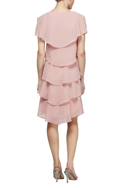 Shop Sl Fashions Georgette Ruffle Tiered Dress In Fdr