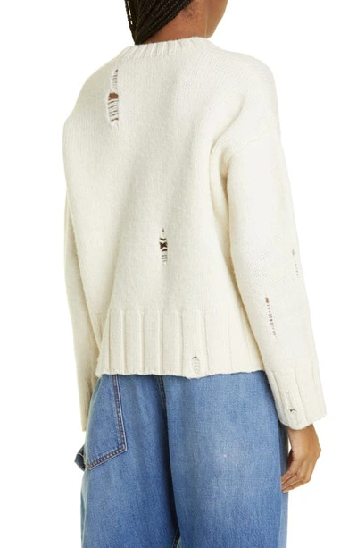 Shop Jw Anderson Globe Distressed Wool Sweater In Off White