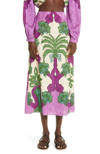 Shop Johanna Ortiz Palm Orchid Jacquard Skirt In Palms Orchid/ Ecru