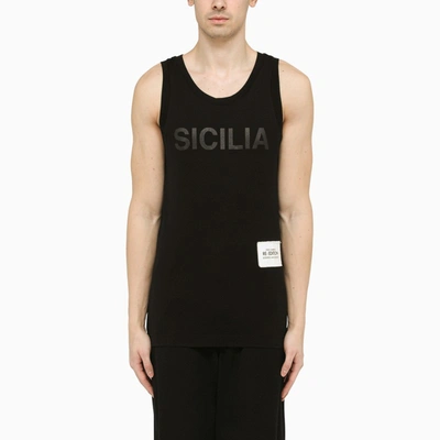 Shop Dolce & Gabbana Dolce&gabbana | Black Tank Top With Print And Patch