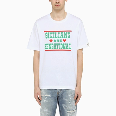 Shop Dolce & Gabbana White Crew-neck T-shirt With Print