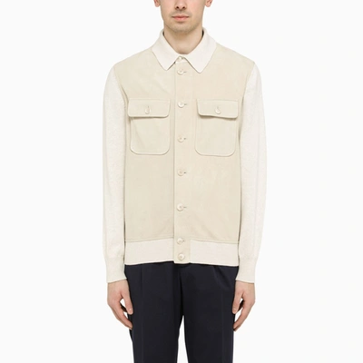 Shop Brunello Cucinelli Ivory Cotton/leather Jacket In White