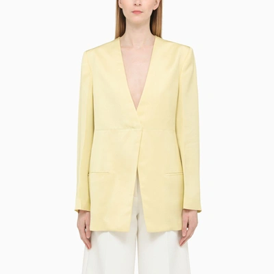 Jil Sander V-neck Jacket With Concealed Closure In Yellow