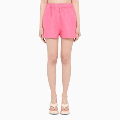 Shop Msgm Fuchsia Nylon Shorts In Pink