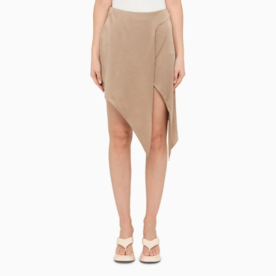 Shop Stella Mccartney Taupe Asymmetrical Skirt In Beige