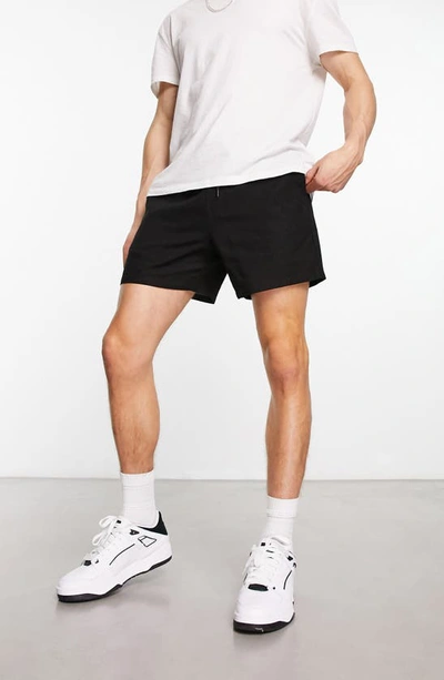 Shop Asos Design Slim Fit Drawstring Shorts In Black