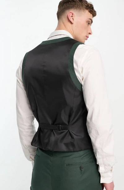 Asos Design Skinny Suit Vest In Forest Green In Dark Green