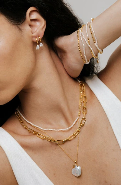 Monica Vinader Mini Nugget 18ct Recycled Yellow Gold-plated Vermeil Sterling-silver And Faux-pearl Beaded In 18ct Gold Vermeil On Sterling