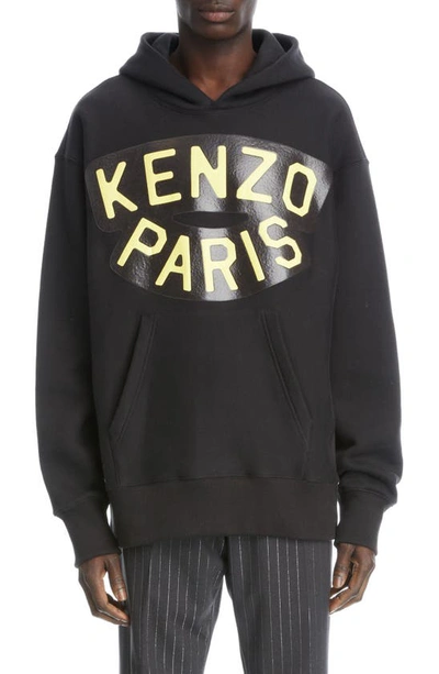 Shop Kenzo Elephant Oversize Cotton Graphic Hoodie In 99j - Black