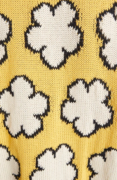 Shop Kenzo Boke Floral Jacquard Crewneck Cotton Sweater In 40 - Golden Yellow