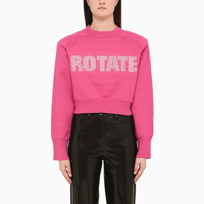 Shop Rotate Birger Christensen | Fuchsia Jersey With Epaulettes In Pink