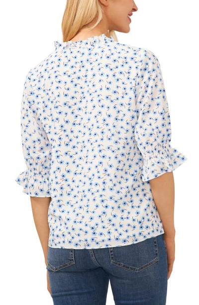 Cece Floral Split Neck Blouse In New Ivory