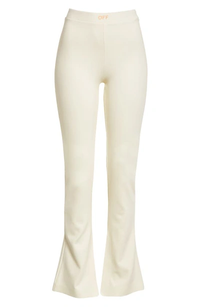 Shop Off-white Split Hem Stretch Crepe Flare Leg Leggings In White