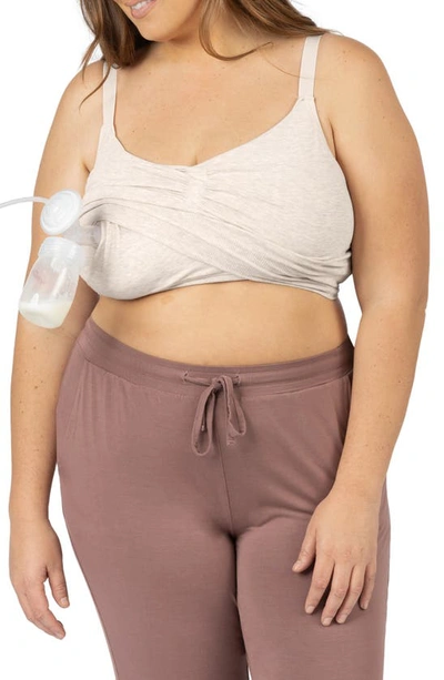 Shop Kindred Bravely Sublime Wireless Hands Free Pumping/nursing Sleep Bra In Oatmeal Heather