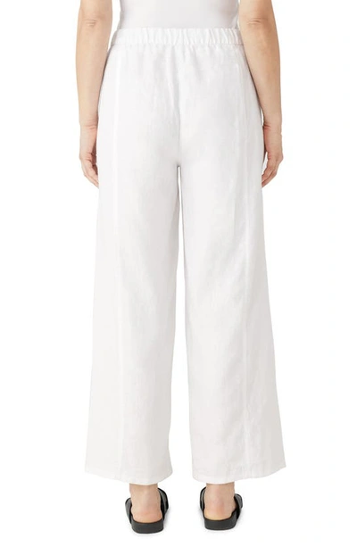Shop Eileen Fisher Wide Leg Organic Linen Ankle Pants In White