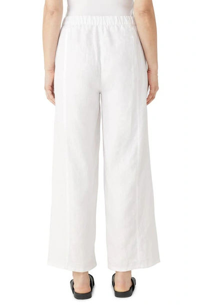 Eileen Fisher Straight-leg Cropped Linen Trousers In White